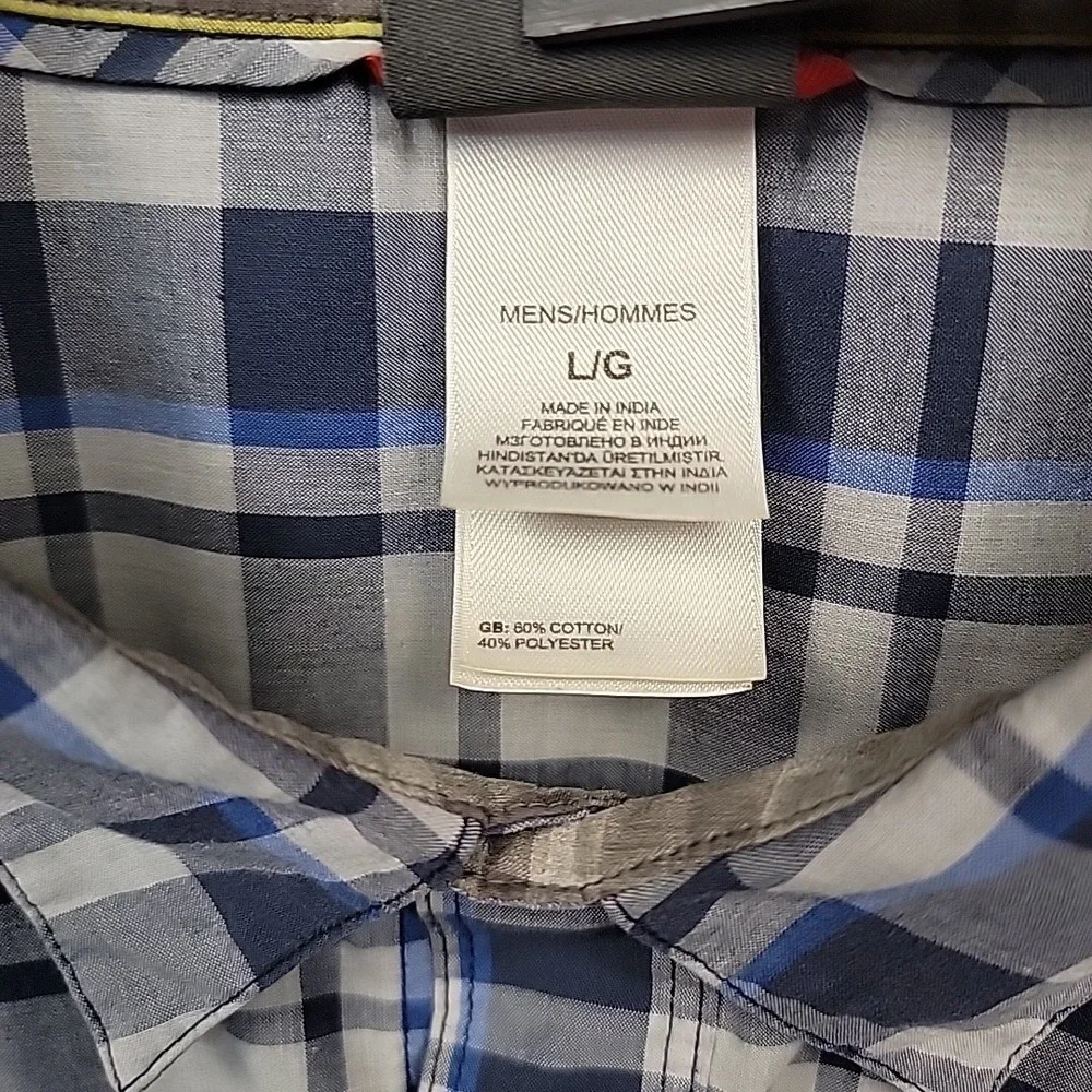 THE NORTH FACE Men's Size L Blue‎ and Gray Plaid Shirt Short Sleeve Button Down